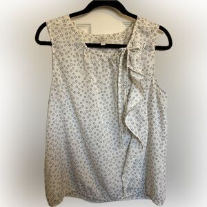 LOFT Cream and Black Polka Dot Blouse